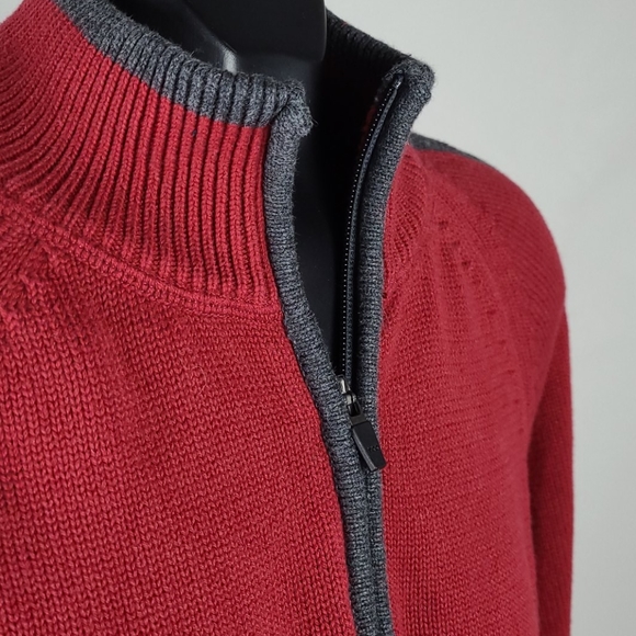 EDDIE BAUER Sweater Red Grey Knit Pull Over Size Large - Picture 4 of 7